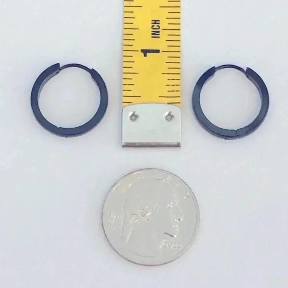 Black Clamp Hoop Thick Stainless Steel Earrings NWT